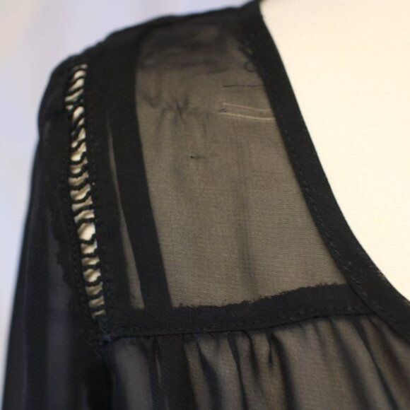 Black Chiffon Embroidered Dress M - Picture 4 of 4